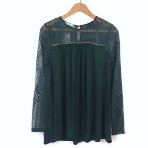 NWT Maurices Green Long Sleeve Lace Blouse